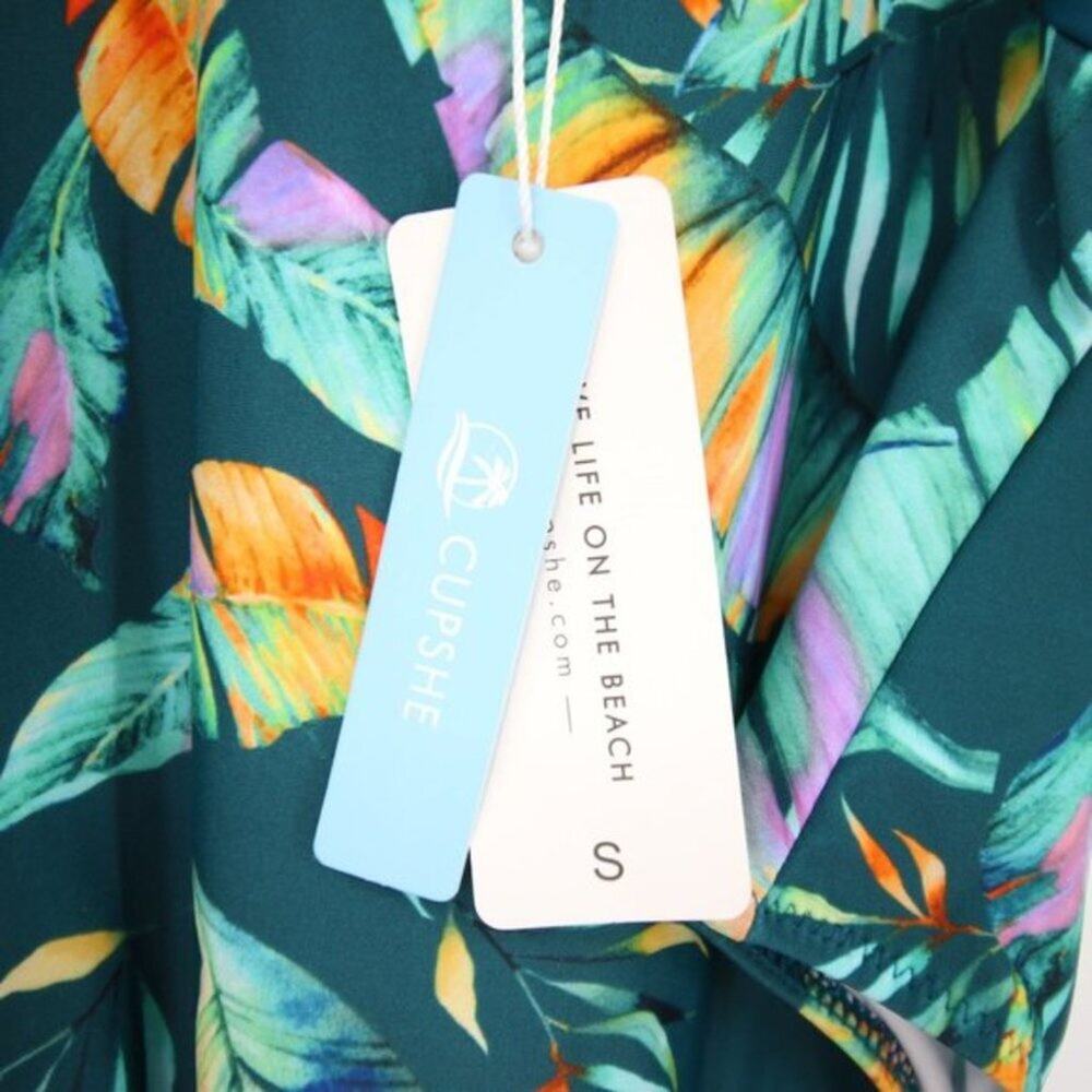 Cupshe Palm Print Green Padded One Piece Swimsuit NWT Tropical Beach Size Small - Picture 6 of 8
